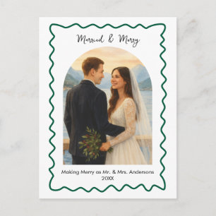Cartão Postal De Festividades Foto do Primeiro Natal Casados e Felizes 