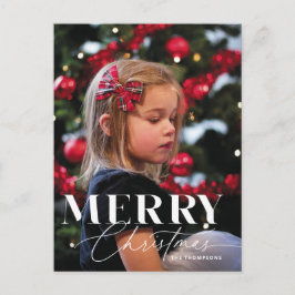 Cartão Postal De Festividades Foto do Retrato de Natal da Série Magic Script Fel