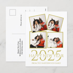 Cartão Postal De Festividades Foto do Simples Elegante Moderno Feliz ano novo 4