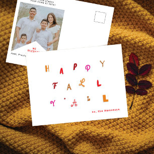 Cartão Postal De Festividades Foto do tipo festivo "Happy Fall Y'all" Caiu Cores