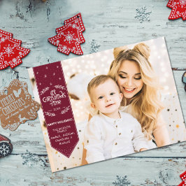 Cartão Postal De Festividades Foto dos feriados felizes do Burgundi no Natal