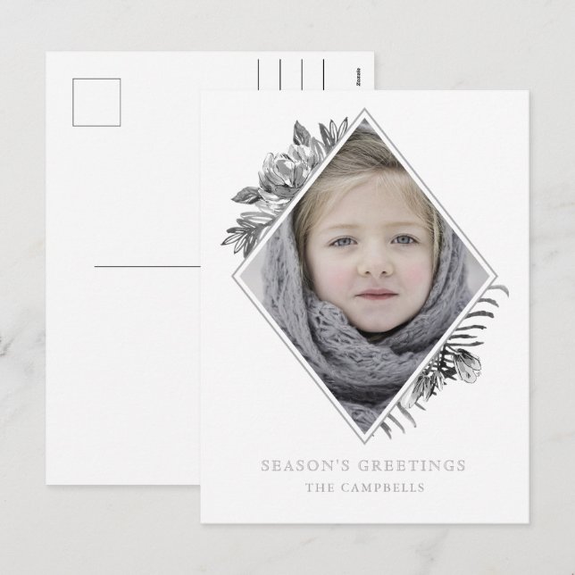 Cartão Postal De Festividades Foto Elegante Botânica de Cinzas de Prata (Frente/Verso)