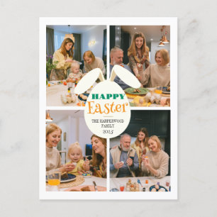 Cartão Postal De Festividades Foto Elegante de Ovos de Ovos de felz pascoa Famíl