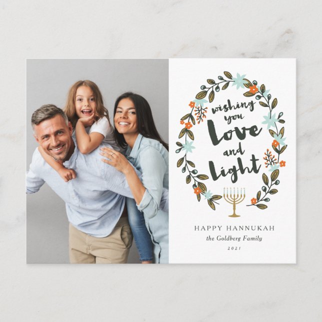 Cartão Postal De Festividades Foto Festiva Floral Hanukkah (Frente)