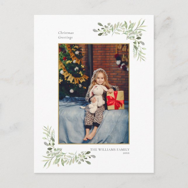 Cartão Postal De Festividades Foto Geométrica Dourada do Natal Moderno (Frente)