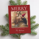 Cartão Postal De Festividades Foto mínima moderna e simples feliz<br><div class="desc">Crie seus próprios cartões de natal personalizados nesta época festiva. Basta adicionar sua foto favorita à modelo de cartão postal de Natal.</div>