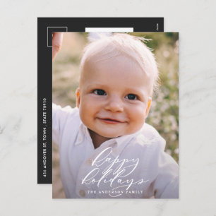 Cartão Postal De Festividades Foto mínima moderna feriado elegante de Natal