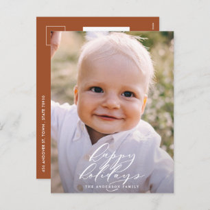 Cartão Postal De Festividades Foto mínima moderna feriado elegante de Natal