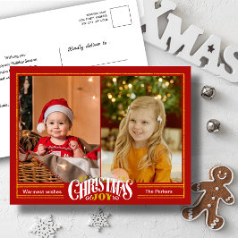 Cartão Postal De Festividades Foto minimalista da alegria do Natal Festivo moder