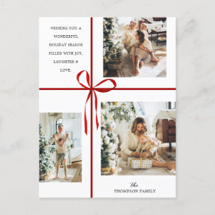 Cartão Postal De Festividades Foto Moderna Colagem Vermelha Caixa de Presente Fr