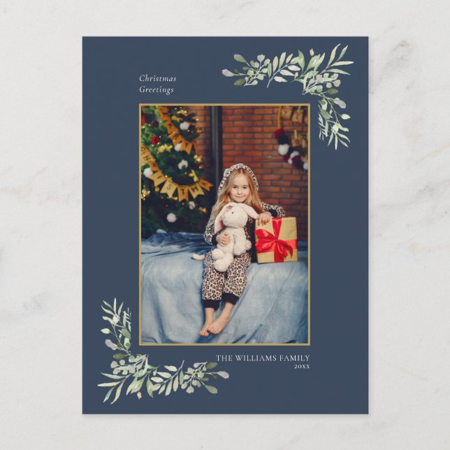 Cartão Postal De Festividades Foto Moderna Dourada Greenerescência Geométrica de (Frente)