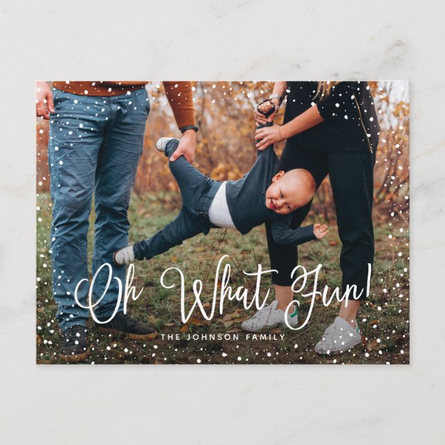 Cartão Postal De Festividades Foto Moderna Neve Script 2 (Frente)