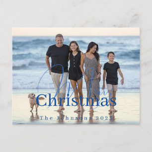 Cartão Postal De Festividades Foto personalizada com nome e ano de Natal