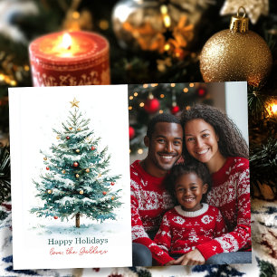 Cartão Postal De Festividades Foto Personalizada da Árvore de Natal Elegante Wat