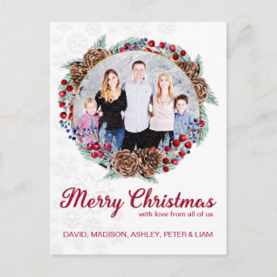 Cartão Postal De Festividades Foto personalizada da família natalícia