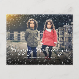 Cartão Postal De Festividades Foto personalizada de neve de Natal Feliz Férias