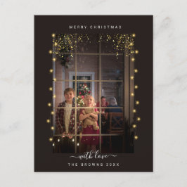 Cartão Postal De Festividades Foto Personalizada De Quadro De Luzes De String El