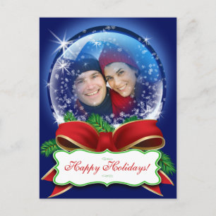 Cartão Postal De Festividades Foto personalizada do Natal do Globo de Neve