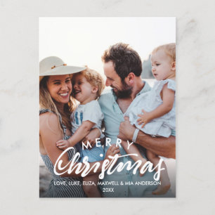 Cartão Postal De Festividades Foto Personalizada do Script MERRY CHRISTMAS