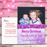 Cartão Postal De Festividades Foto personalizada: doce roxo Natal<br><div class="desc">Basta adicionar a foto dos seus filhos ou da sua família a este cartão postal Feliz Natal. É uma maneira doce e barato de dizer Feliz Natal aos seus amigos e família e atualizá-los com uma foto! Pequenos sotaques bonitos na parte de trás do cartão postal, como um bastão de...</div>