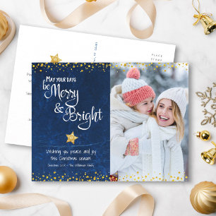 Cartão Postal De Festividades Foto Personalizada Feliz e Brilhante Roteiro Estre