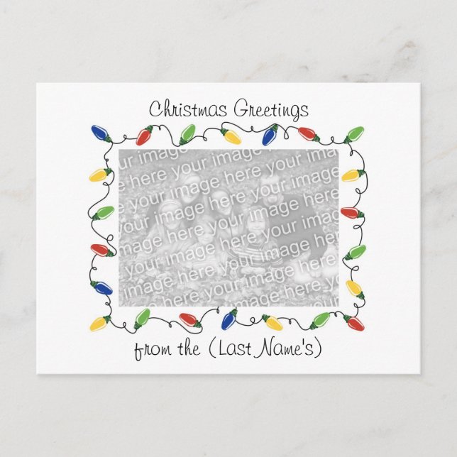 Cartão Postal De Festividades Foto personalizada - Luzes de Natal com cartão de  (Frente)