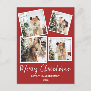 Cartão Postal De Festividades Foto simples da família de árvores de Natal modern