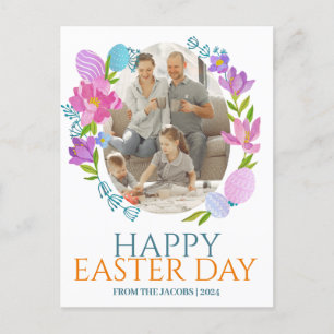 Cartão Postal De Festividades Foto Simples da Família de Páscoas de Tipografia E
