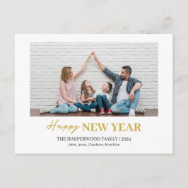 Cartão Postal De Festividades Foto simples do Feliz ano novo moderno Elegante On