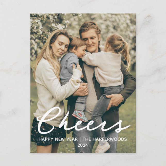 Cartão Postal De Festividades Foto simples do Feliz ano novo moderno Elegante On (Frente)