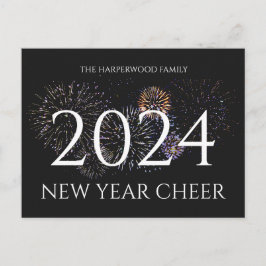 Cartão Postal De Festividades Foto simples do Feliz ano novo moderno Elegante On