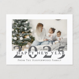 Cartão Postal De Festividades Foto simples do Feliz ano novo moderno Elegante On