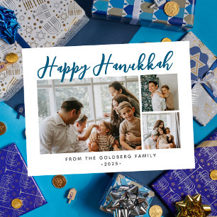Cartão Postal De Festividades Foto Simples Elegante Moderno da família Hanukkah 