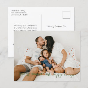 Cartão Postal De Festividades Foto Verde de feliz Tudo