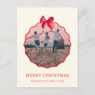 Cartão Postal De Festividades Foto Wavy do Arco Vermelho Coquette Natal