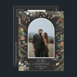 Cartão Postal De Festividades Fotoarco de cor aquática floral botânico do Natal<br><div class="desc">Feliz Natal,  moderno e elegante coloração aquática seca botânica com mudas de cores de Natal arca 1 foto Cartão postal de Natal.</div>