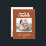 Cartão Postal De Festividades Fotografia gráfica de Natal mais feliz<br><div class="desc">O melhor cartão de Natal para fotografias. Com texto desenhado à mão moderno e árvores.</div>