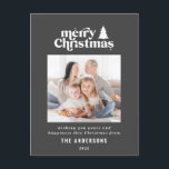 Cartão Postal De Festividades Fotografia gráfica de Natal mais feliz<br><div class="desc">O melhor cartão de Natal para fotografias. Com texto desenhado à mão moderno e árvores.</div>