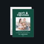 Cartão Postal De Festividades Fotografia gráfica de Natal mais feliz<br><div class="desc">O melhor cartão de Natal para fotografias. Com texto desenhado à mão moderno e árvores.</div>