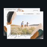 Cartão Postal De Festividades Fotografia mínima de aquarela verde<br><div class="desc">Cartão de natal de abstrato com cor d'água verde orçamentário do terracotta do gráfico 1. Moderno na design de pista verde,  bege e terracotta.</div>