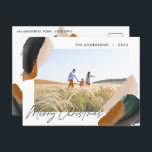 Cartão Postal De Festividades Fotografia mínima de aquarela verde<br><div class="desc">Cartão de natal de abstrato com cor d'água verde orçamentário do terracotta do gráfico 1. Moderno na design de pista verde,  bege e terracotta.</div>