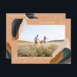 Cartão Postal De Festividades Fotografia mínima de aquarela verde<br><div class="desc">Cartão de natal de abstrato com cor d'água verde orçamentário do terracotta do gráfico 1. Moderno na design de pista verde,  bege e terracotta.</div>