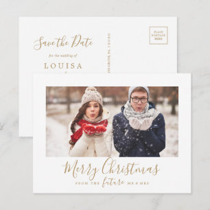 Cartão Postal De Festividades Fotomínima de Natal em Dourado para Salvar a Data 
