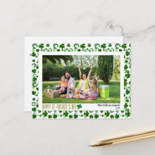 Cartão Postal De Festividades Fotos da família de trevos simples do dia de São P