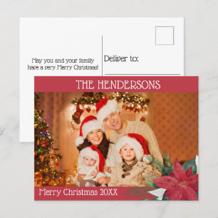 Cartão Postal De Festividades Fotos da Família Poinsettia de Natal