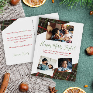 Cartão Postal De Festividades Fotos da família rústica vermelha xadrez 3