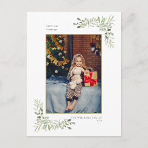Cartão Postal De Festividades Fotos Geométricas de Natal Modernas com Verde Dour