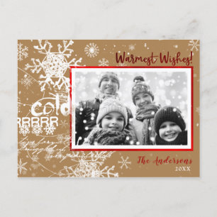 Cartão Postal De Festividades Fotos Modernas de Desejos de Inverno Quentes de Na
