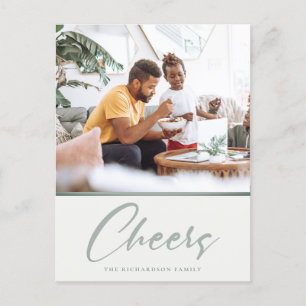 Cartão Postal De Festividades Fotos Simples de Natal em Verde Sage Crepuscular A