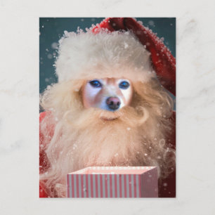 Cartão Postal De Festividades Fox Is Santa With A Gift